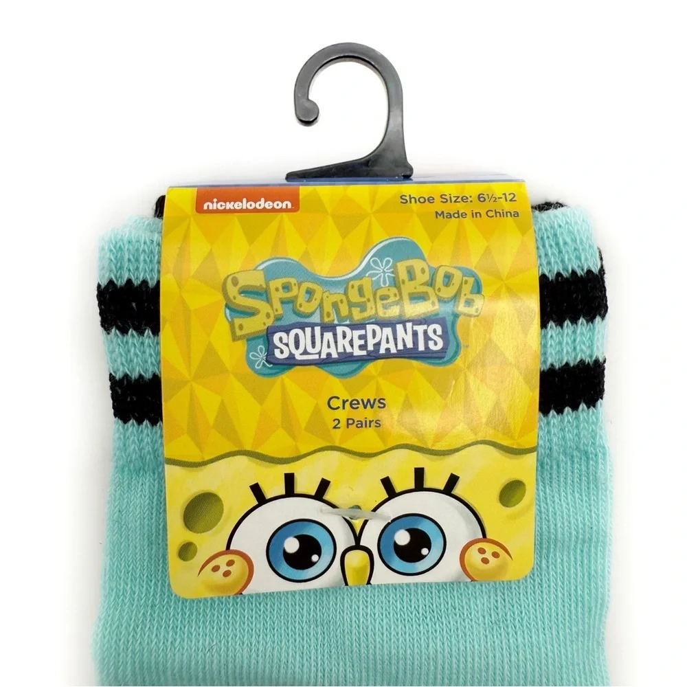 SpongeBob SquarePants Crew Socks Mens Womens Nickelodeon Black Blue Y2K Fun Gift